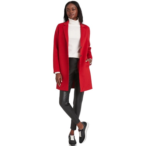 Banana Republic Melton Tailor Wool Coat - Red - Picture 1 of 7